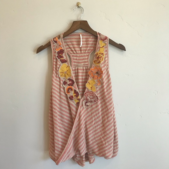 Free People Tops - FREE PEOPLE Frida Floral Striped Drape Tank Top